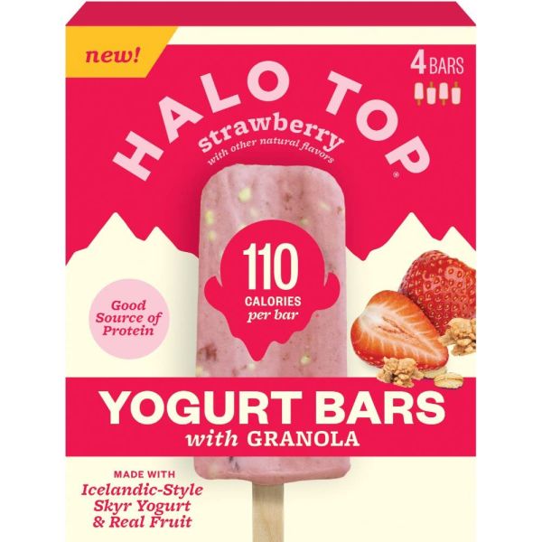 HALO TOP: Bar Frozen Yogurt Strawberry, 4Pk