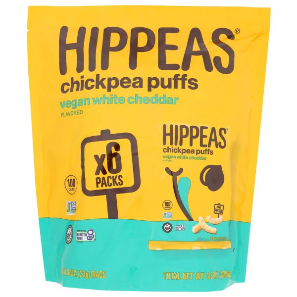 HIPPEAS: Vegan White Cheddar Puffs 6Pack, 0.8 oz