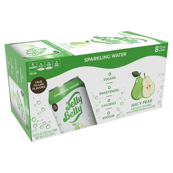 JELLY BELLY: Water Sparkling Juicy Pear 8 Cans, 96 FO