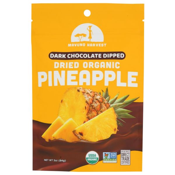 MAVUNO HARVEST: Organic Dried Pineapple Dipped In Dark Chocolate, 3 oz