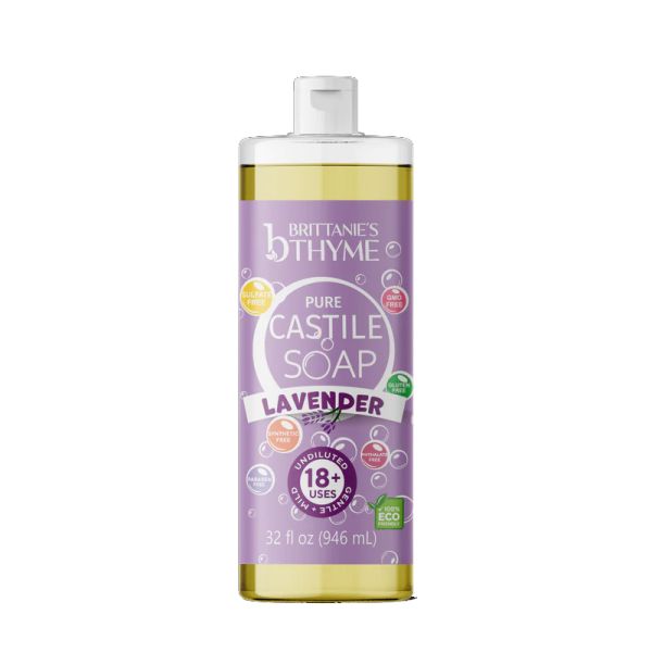 BRITTANIES THYME: Lavender Pure Castile Liquid Soap, 32 fo