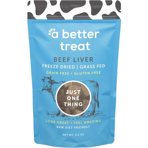A BETTER TREAT: Freeze Dried Raw Grass Fed Beef Liver Dog and Cat Treats, 3 oz