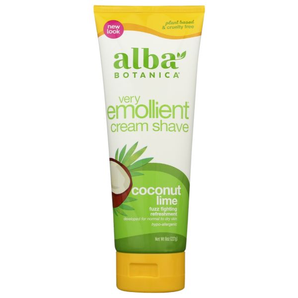 ALBA BOTANICA: Very Emollient Cream Shave Coconut Lime, 8 oz