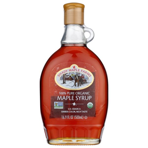 SHADY MAPLE FARMS: Organic Grade A Amber Maple Syrup, 16.9 Oz