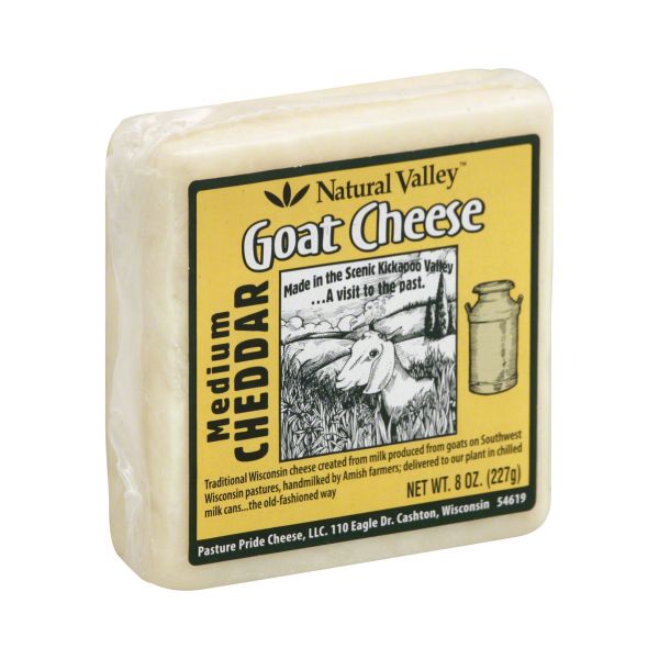 NATURAL VALLEY: Medium Cheddar Goat Cheese, 8 oz