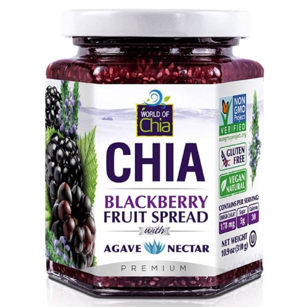 WORLD OF CHIA: Chia Blackberry Fruit Spread with Agave Nectar, 10.90 oz