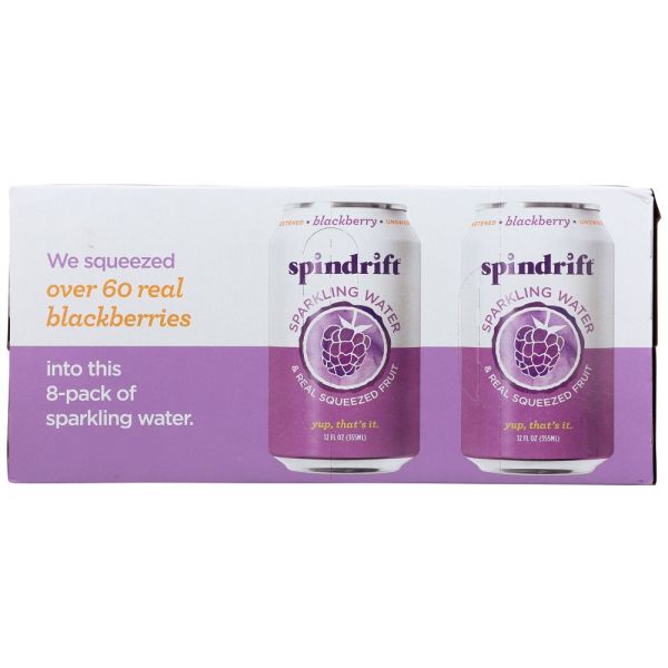 SPINDRIFT: Blackberry Sparkling Water 8 Pack, 96 fo