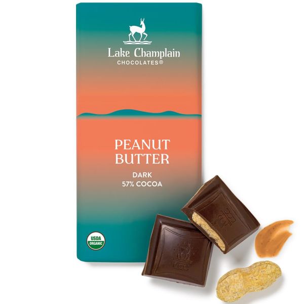 LAKE CHAMPLAIN CHOC: Dark Chocolate Peanut Butter Bar, 3.25 oz