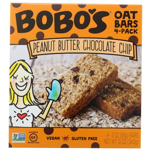 BOBO'S: Peanut Butter Chocolate Chip 4 Pack Oat Bars, 12 oz