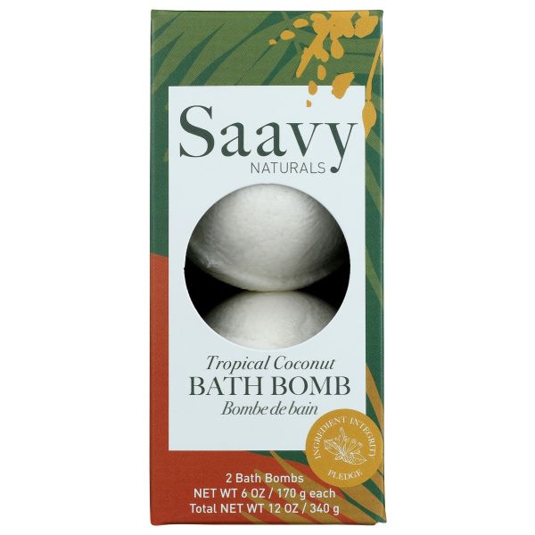 SAAVY NATURALS: Bath Bomb Tropical Coconut, 12 oz