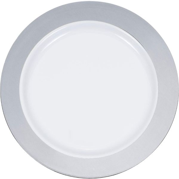 SENSATIONS: Plate Silver Rim 7.5 10Pc, 10 CT