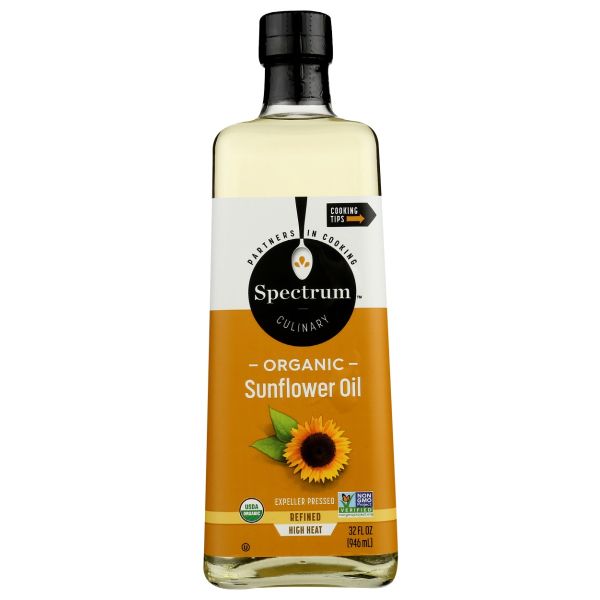 SPECTRUM NATURALS: Oil Sunflower High Heat Organic, 32 oz