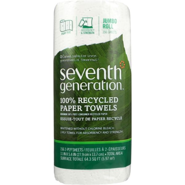 SEVENTH GENERATION: Paper Towel White, 1 ea