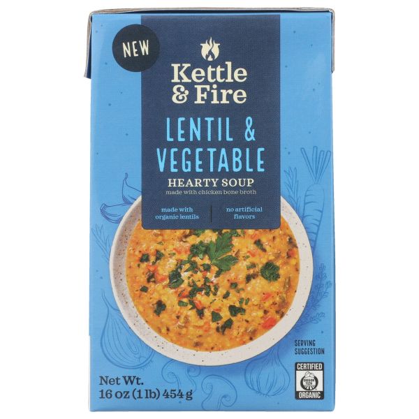KETTLE AND FIRE: Soup Lentil and Vegetable, 16 oz