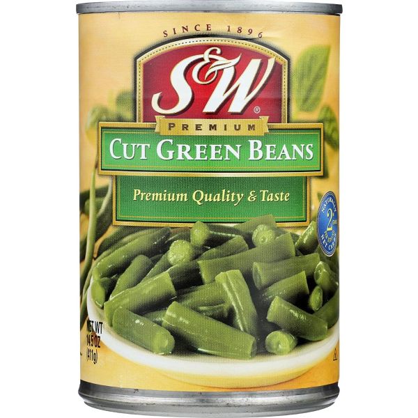 S & W: Premium Cut Green Beans, 14.5 oz
