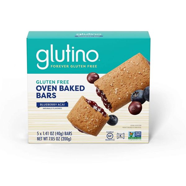 GLUTINO: Blueberry Acai Oven Baked Bars, 7.05 OZ