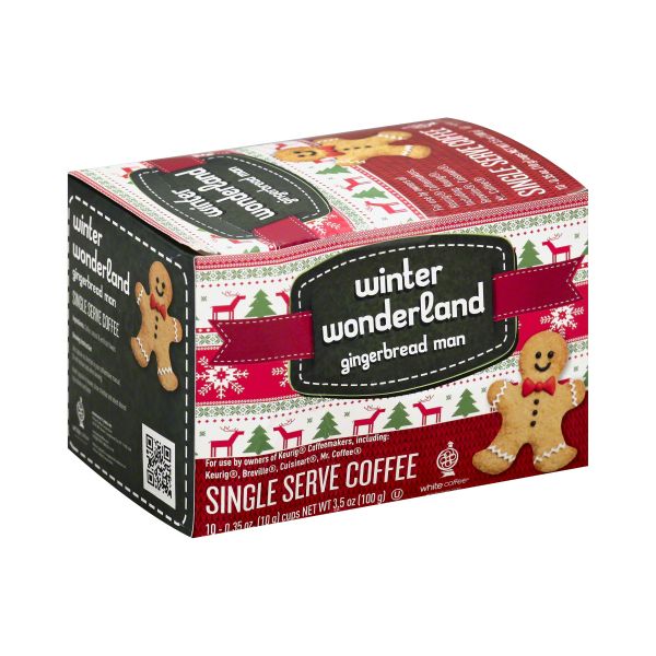WHITE COFFEE: Gingerbread Man Single Serve Coffee, 10 pc