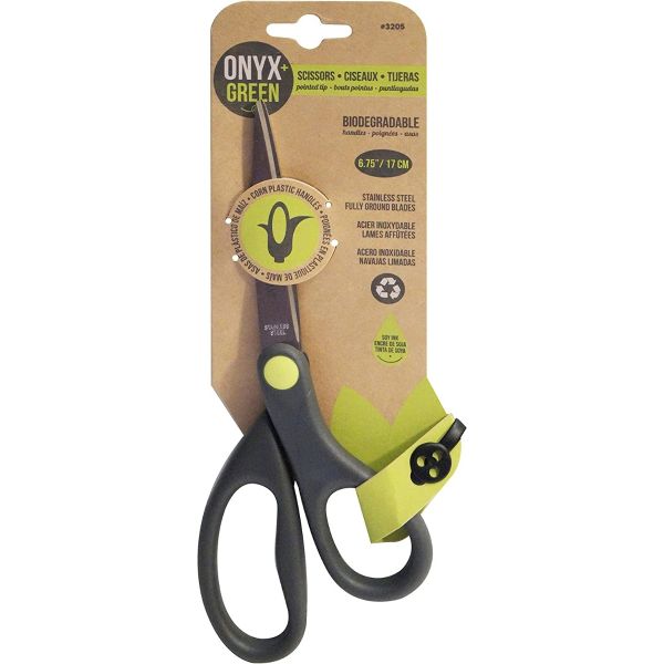 ONYX & GREEN: Corn Plastic Black Scissors, 1 pc