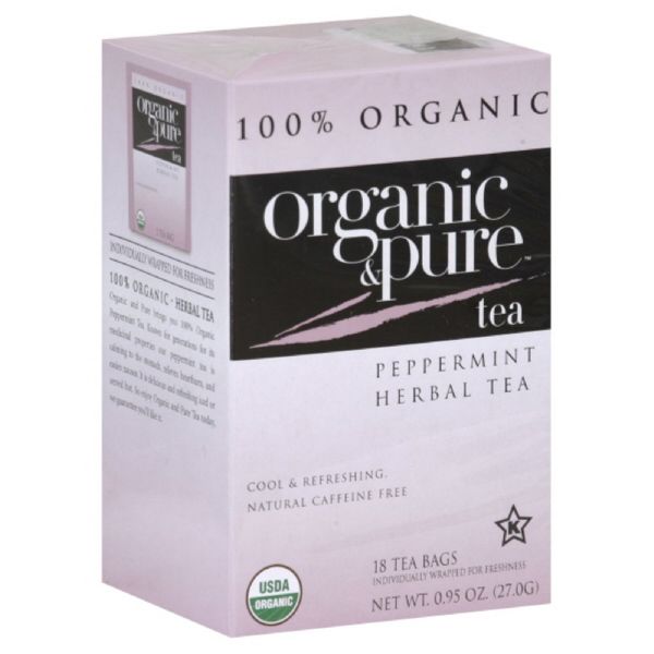 ORGANIC & PURE: Peppermint Herbal Tea, 18 bg