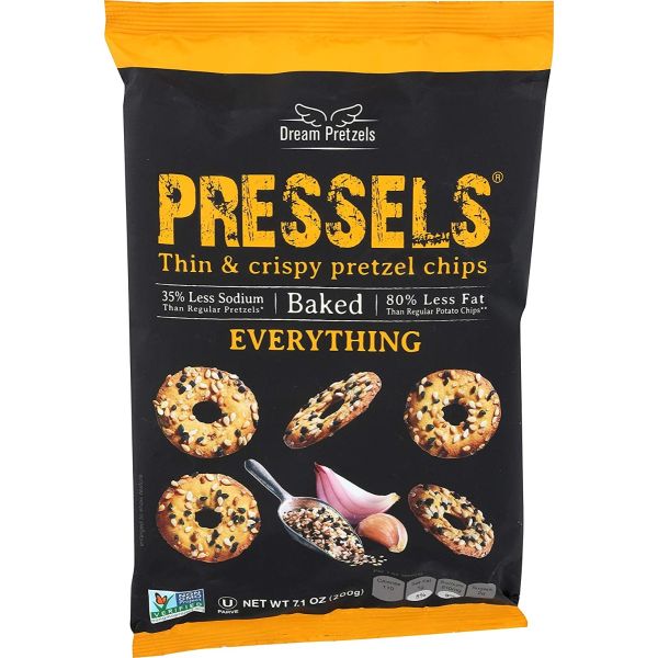 PRESSELS: Baked Everything Thin & Crispy Pretzel Chips, 7.1 oz