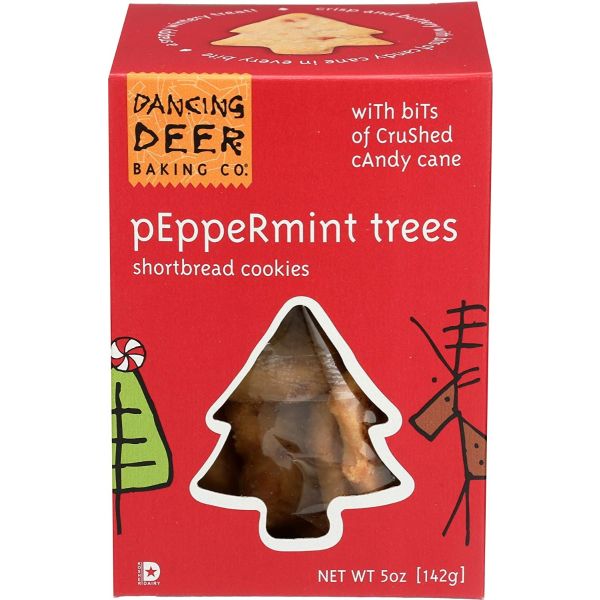 DANCING DEER: Peppermint Trees Shortbread Cookies, 5 oz