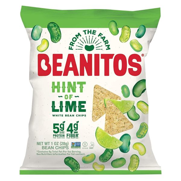 BEANITOS: Lime White Bean Chips, 1 oz