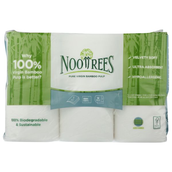 NOOTREES: Pure Virgin Bamboo Pulp Toilet Tissue 12 Rolls, 1 ea