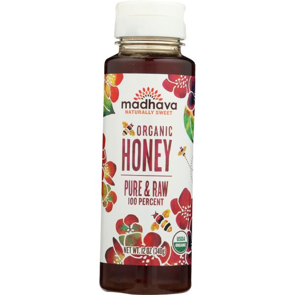 MADHAVA: Pure & Raw Organic Honey, 12 oz