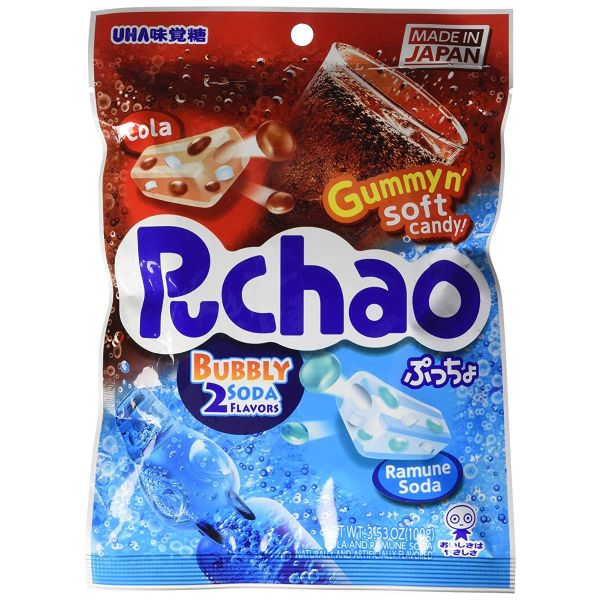 UHA MIKAKUTO: Puchao Cola And Ramune Soda Gummy Candy, 3.53 oz