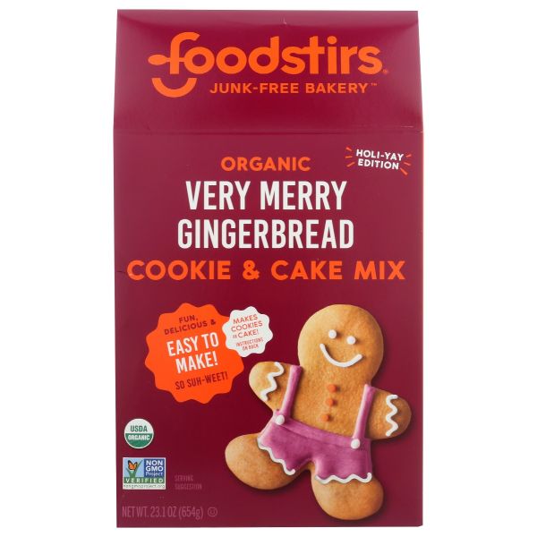 FOODSTIRS: Organic Very Merry Gingerbread Cookie & Cake Mix, 23.1 oz