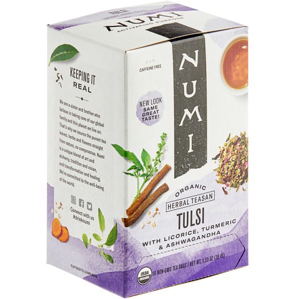 NUMI TEAS: Organic Tulsi Herbal Teasan, 16 bg