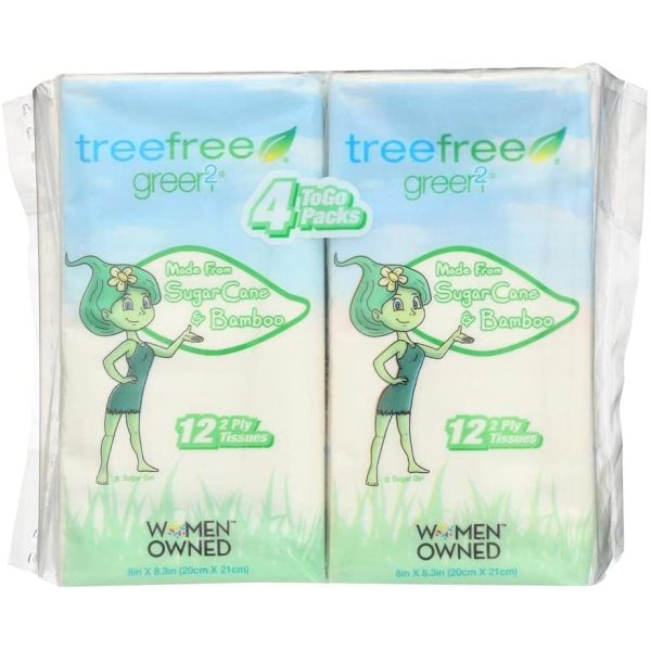 GREEN2: Sugarcane & Bamboo Tree Free Tissues, 4 pk
