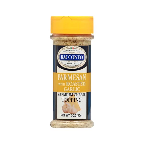 RACCONTO: Parmesan With Roasted Garlic Cheese Topping, 3 oz