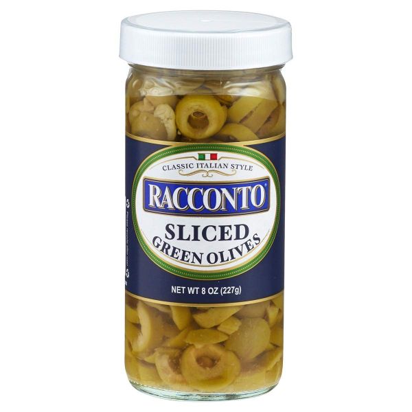 RACCONTO: Sliced Green Olives, 8 oz