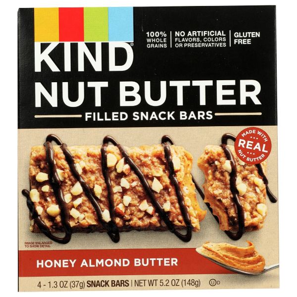KIND: Honey Almond Butter 4 Count Bars, 5.2 oz