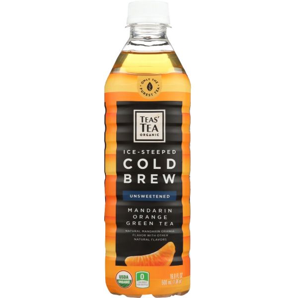 TEAS TEA: Organic Ice Steeped Cold Brew Mandarin Orange Green Tea, 16.9 fo