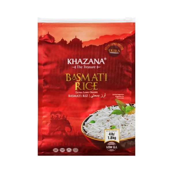 KHAZANA: Rice Basmati Ex Long, 4 lb
