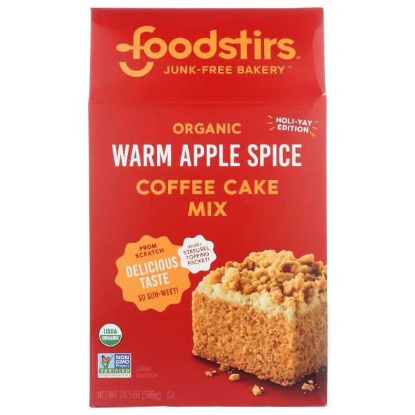 FOODSTIRS: Organic Warm Apple Spice Coffee Cake Mix, 20.5 oz
