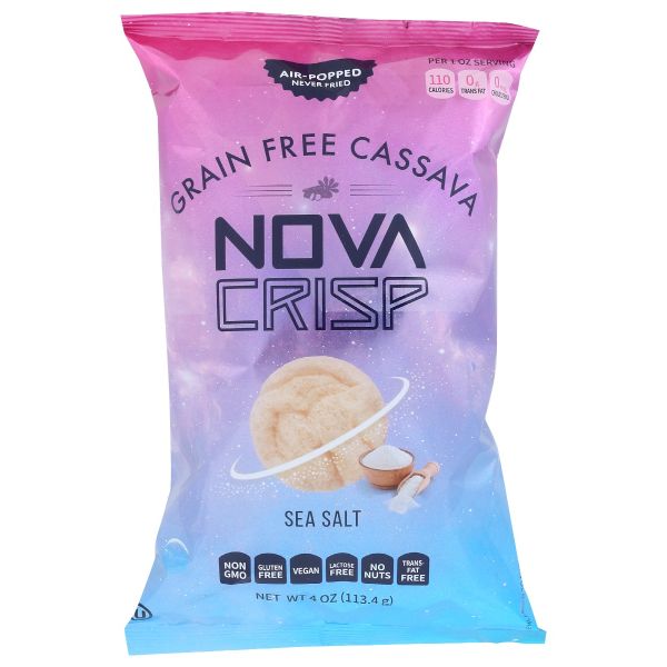 NOVACRISP: Grain Free Cassava Air Popped Sea Salt Chips, 4 oz