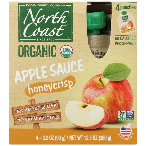 NORTH COAST: Organic Apple Sauce Honeycrisp, 4 pk