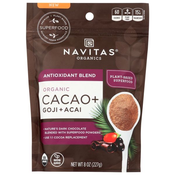NAVITAS: Organic Cacao + Goji + Acai Antioxidant Blend Powder, 8 oz