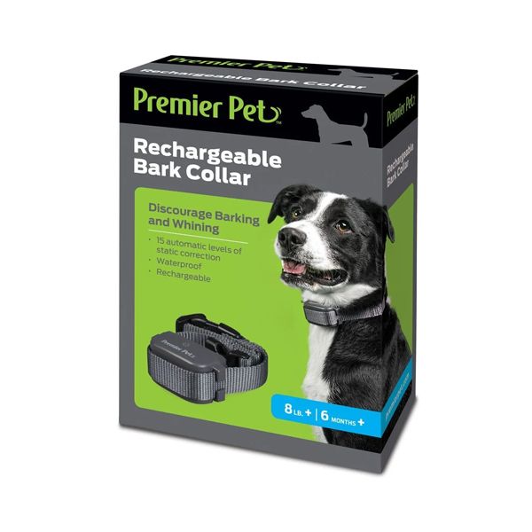 PREMIER PET: Rechargeable Bark Collar, 1 ea