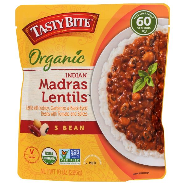 TASTY BITE: Organic Indian Madras Lentils 3 Bean Entree, 10 oz
