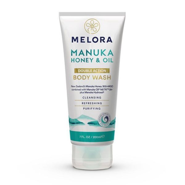 MELORA: Manuka Honey & Oil Double Action Body Wash, 7 fo