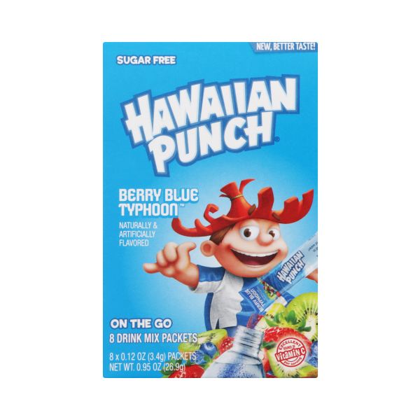 HAWAIIAN PUNCH: Berry Blue Typhoon On The Go 8 Drink Mix Packets, 0.95 oz