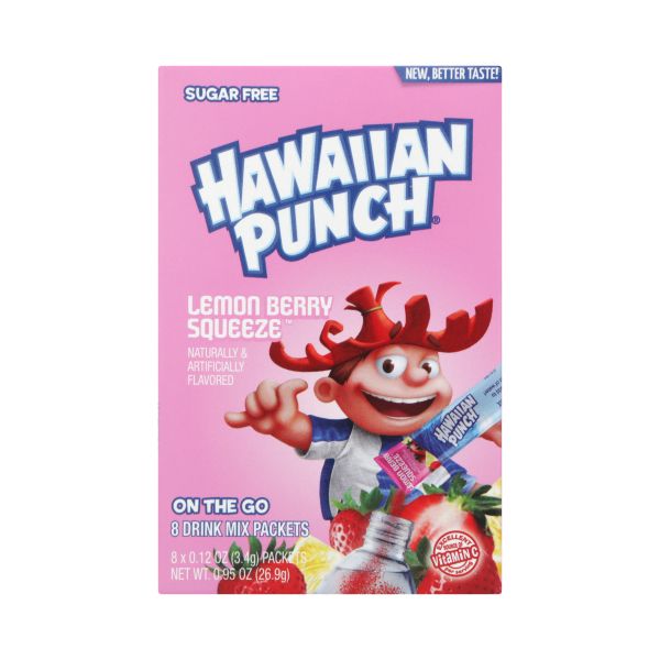 HAWAIIAN PUNCH: Lemon Berry Squeeze On The Go 8 Drink Mix Packets, 0.95 oz
