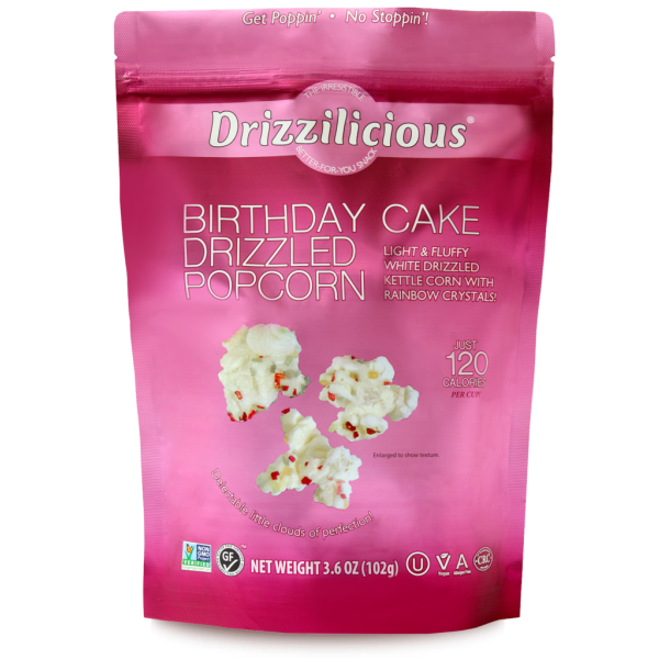 DRIZZILICIOUS: Birthday Cake Drizzled Popcorn, 3.6 oz