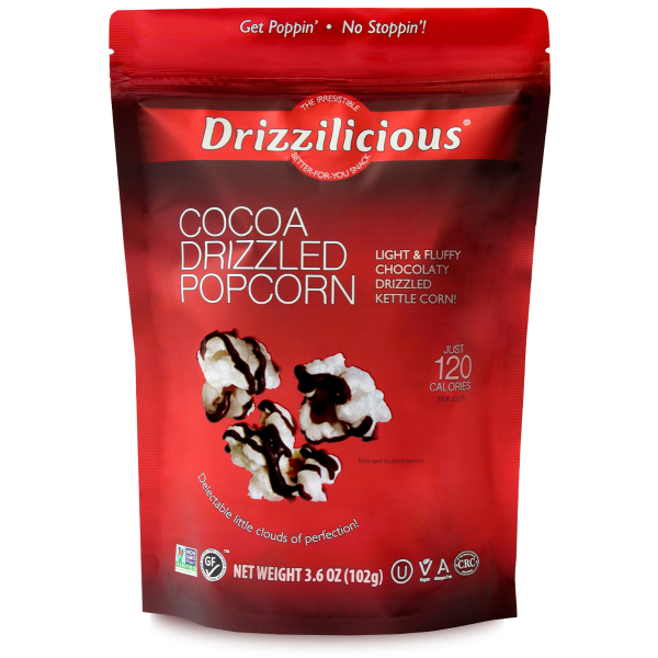DRIZZILICIOUS: Cocoa Drizzled Popcorn, 3.6 oz