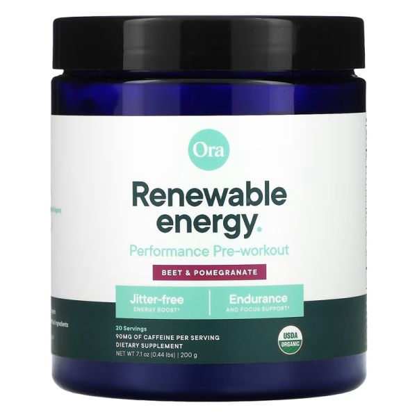 ORA ORGANIC: Renewable Energy Performance Pre Workout Beet & Pomegranate, 200 gm
