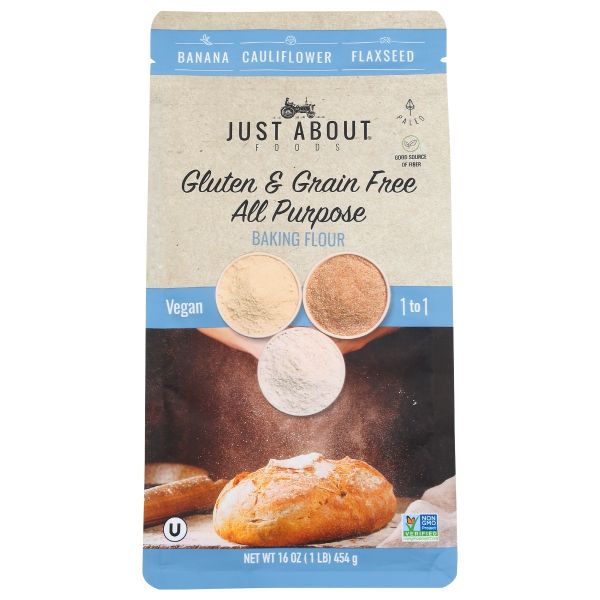 JUST ABOUT FOODS: Gluten & Grain Free All Purpose Baking Flour, 1 lb